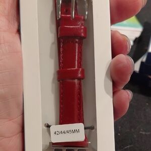 Red Leather Watch Band